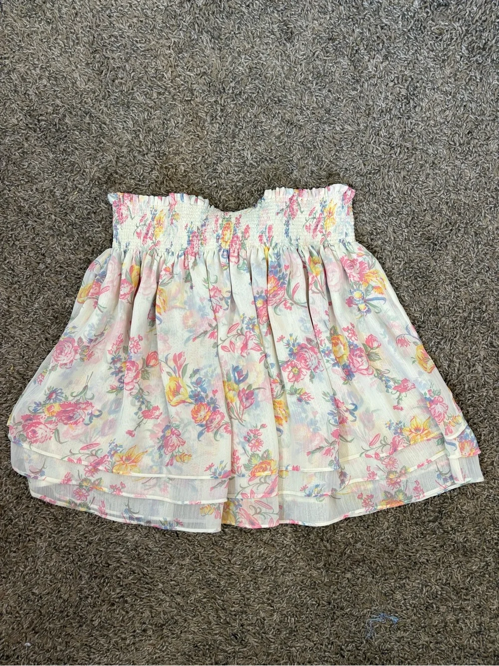Ralph Lauren Floral Skirt Smocked Tiered Ruffle Girl's Size 16